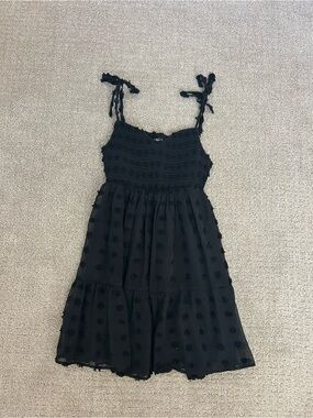 Midnight Doll Black Tie-Shoulder Smocked Dress Size XS